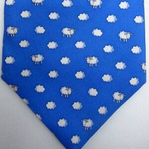 NWT Brooks Brothers 346 Blue With White Sheep and Clouds Silk Tie NEW